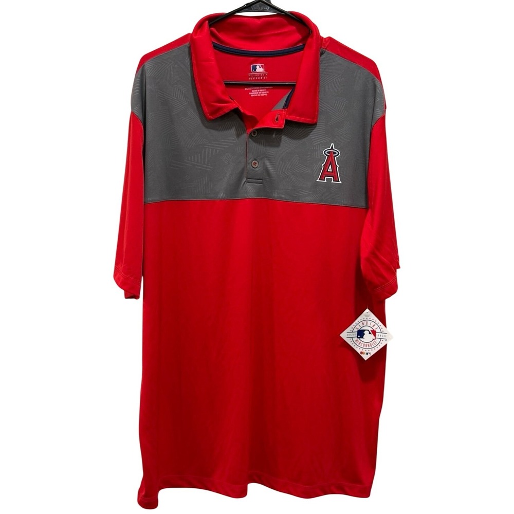 MLB Los Angeles Angels Polo Shirt Men's 2XL Red Gray